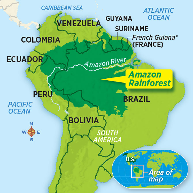 Amazon Rainforest Countries Map