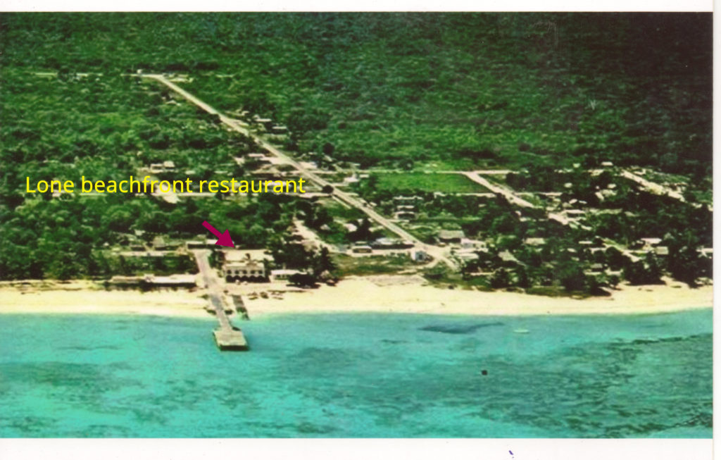 photo of Playa del Carmen in 1974. Only one restaurant. Ferry dock shown