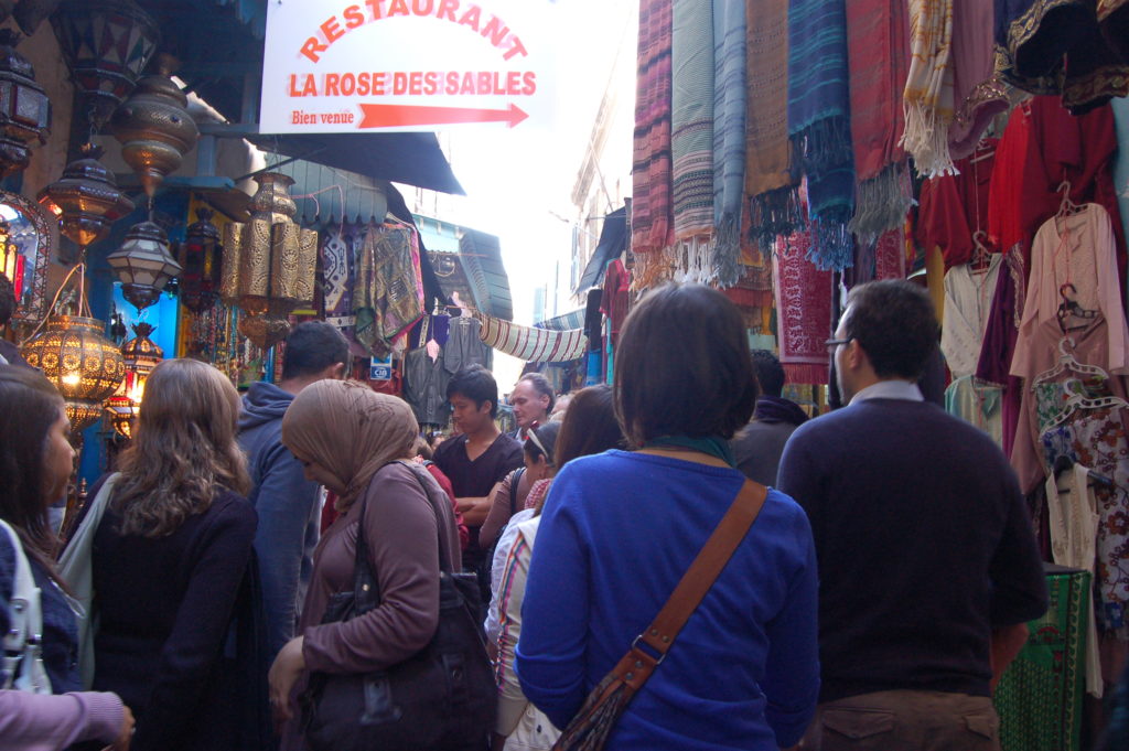 shopping in the crowded Medina of Tunis