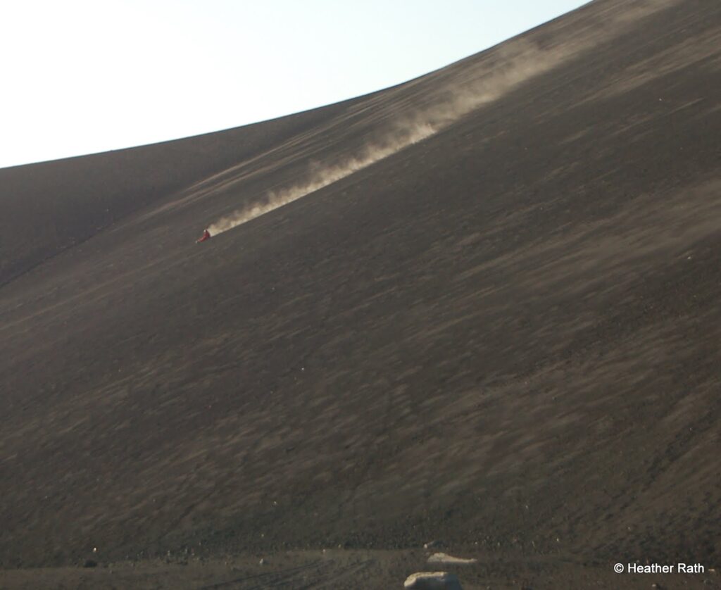 A volcano boarder in action