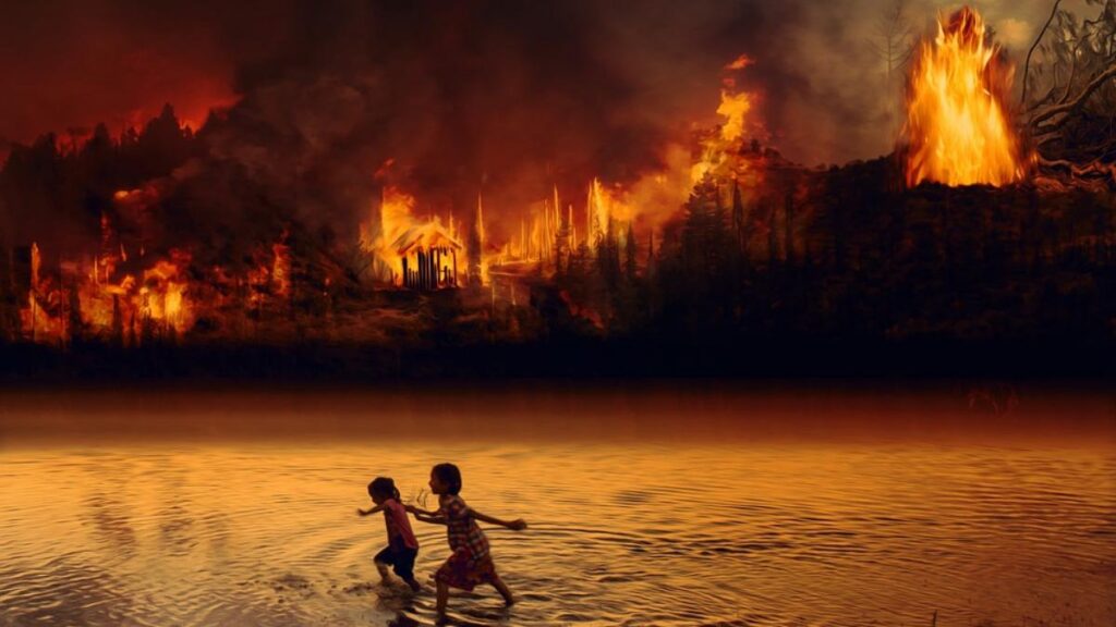 Burning Amazon rainforest