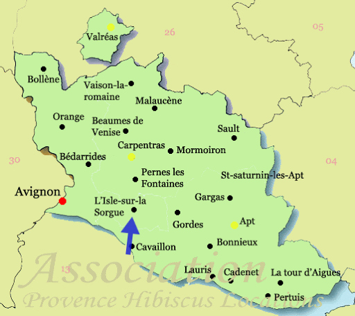map shows location of L'isle de la Sorgue