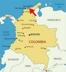 Map of Colombia showing Santa Marta