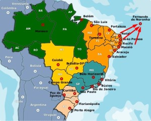 Map of Brazil showing Fernando de Noronha