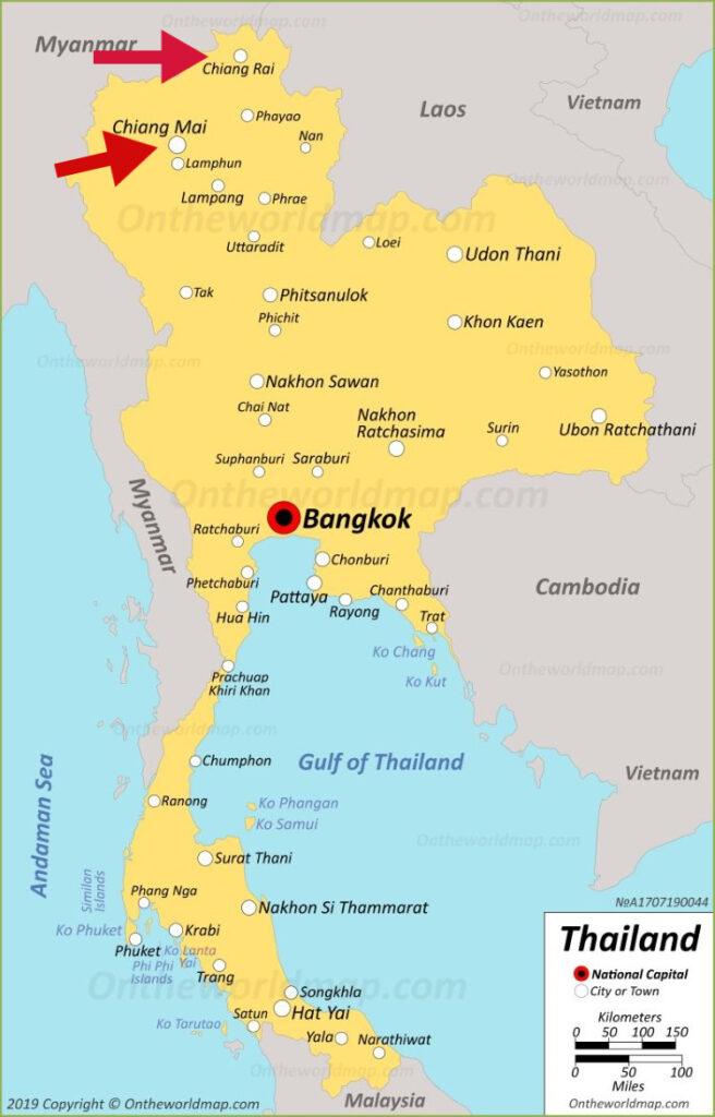 map of Northern Thailand