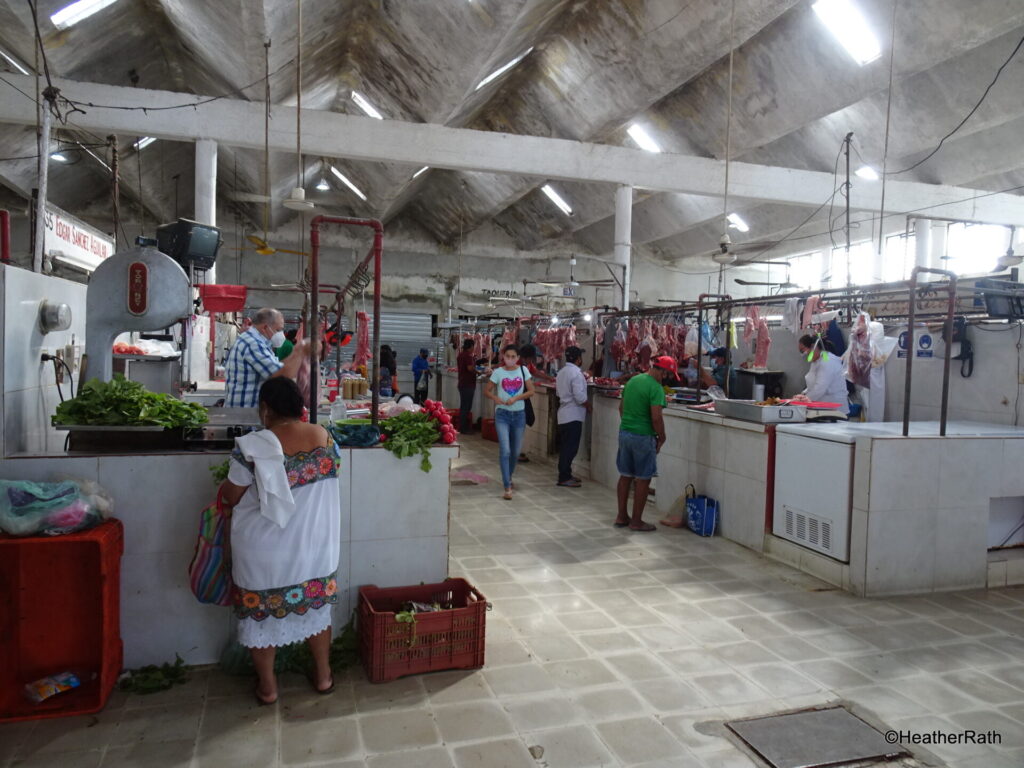 butcher stalls in mercado