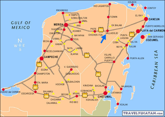 Map of the Yucatan Penisnsula