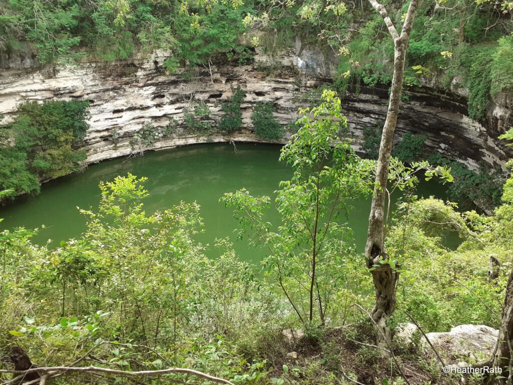 Sacred Cenote at Chichen Itza covered on algae - so is Chichen Itza worth it if you cant' swim here