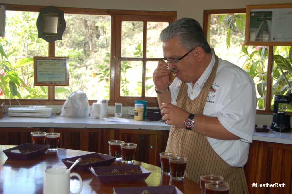  This is Frank the expert coffee taster at Janson Coffee Farm in Panama 