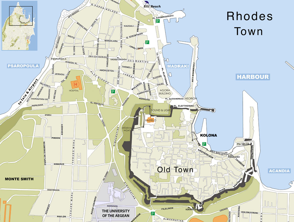 Map of Rhodes Old Town