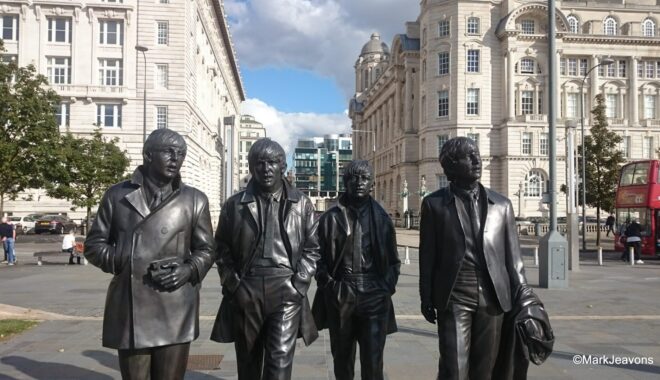 Beatles statue by the waterfront Pier Head, near the Mersey ferries terminal