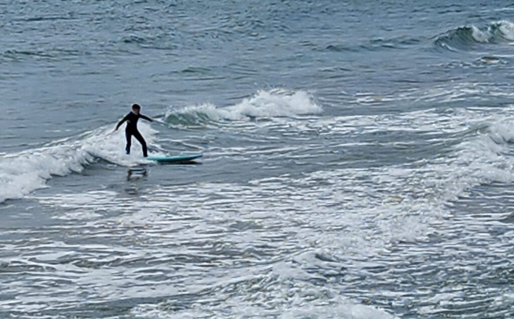 One kid showing his surfing expertise at Les Sablettes