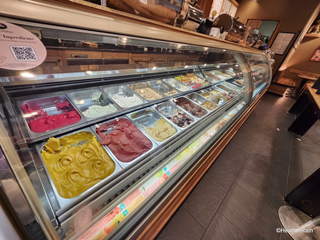 Counter displaying the many flavours of gelato at a local shop - one of the best wasy to spend a day in Aix en Provence