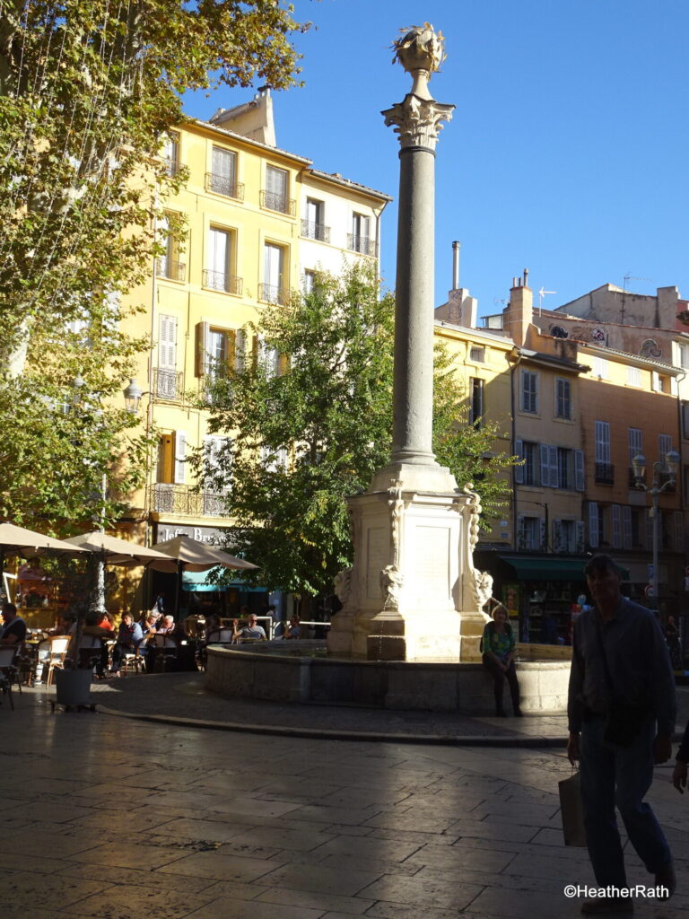 The fountain in the square outside Cily Hall