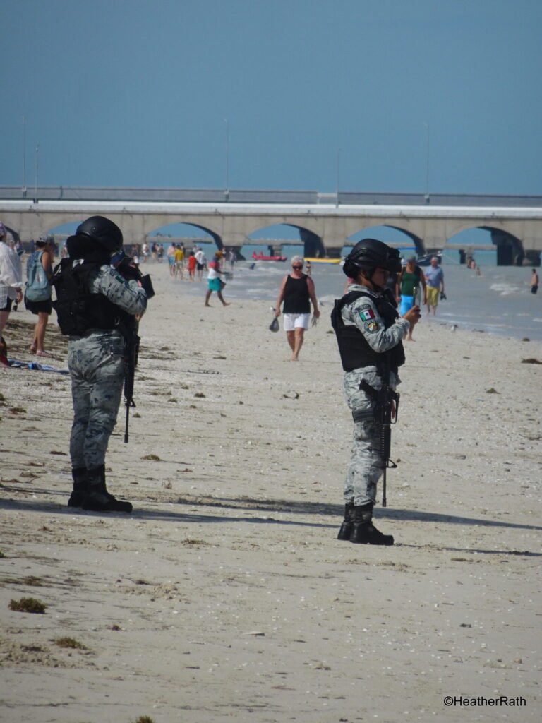 Nacional Guardia on duty at the beach