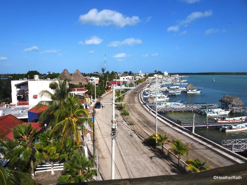 pic from top floor of Casa Delfines of the Malecon at Rio Lagartos Yucatan