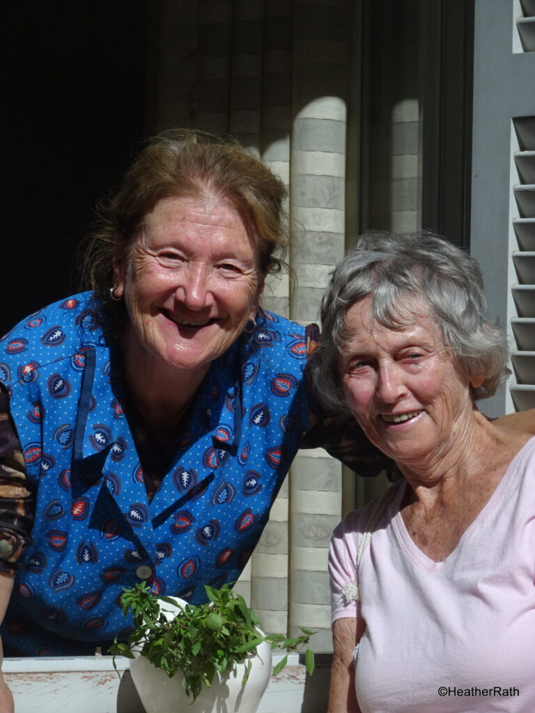 pic of Heather chatting with a resident of Cofu Old town