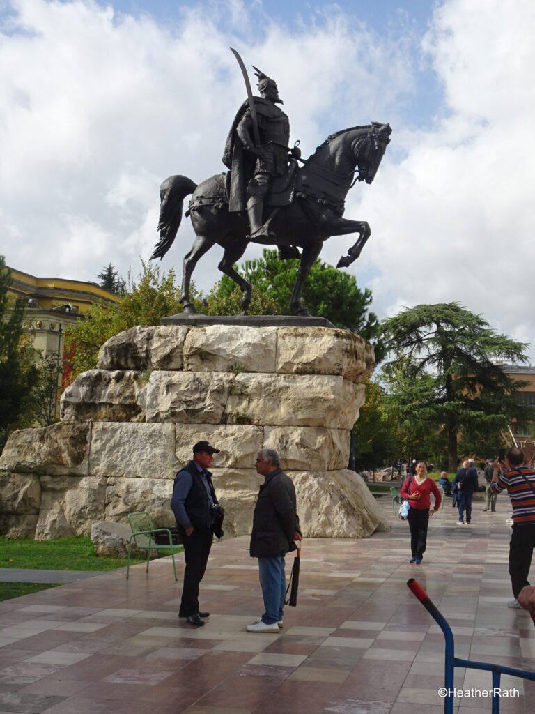 photo of Skanderbeg on a horse in Skanderbeg Square