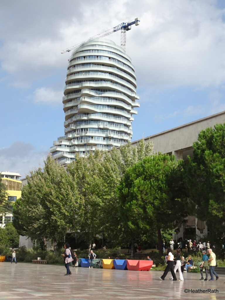 pic of building designed with face of Skanderbeg