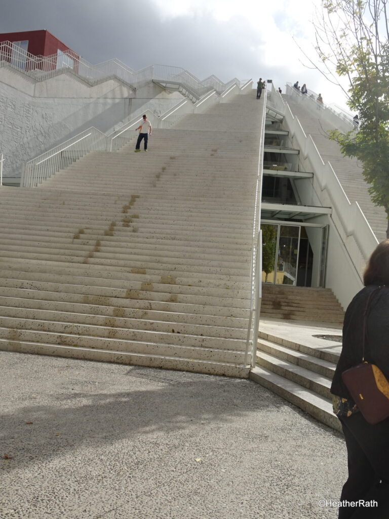 pic of stairs on one side of the Pyramid of Tirana Albania