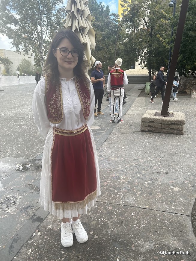 photo of young woman in Albanian traditional clothing